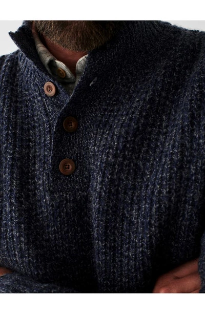 Shop Faherty Wool & Cashmere Quarter Button Pullover In Denim Melange