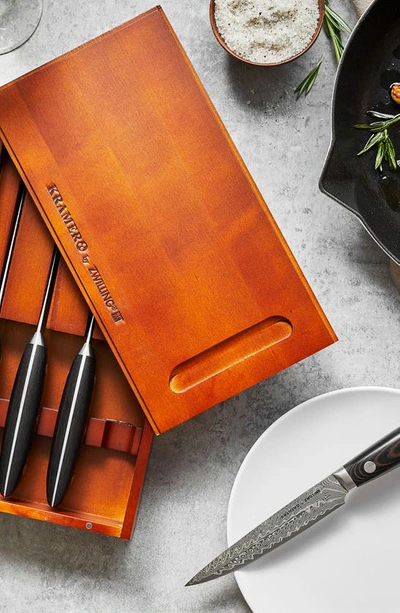 Zwilling Kramer Euroline Damascus Collection 4-piece Steak Knives Set In Stainless Steel