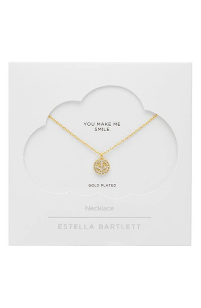 Shop Estella Bartlett Pavé Smiley Face Necklace In Gold