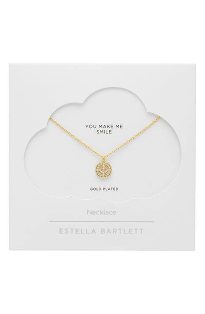 Estella Bartlett Pavé Smiley Face Necklace In Gold