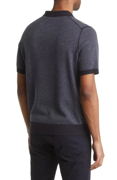 Shop Vince Bird's Eye Wool & Cashmere Polo In Coastal/ Pacific Blue