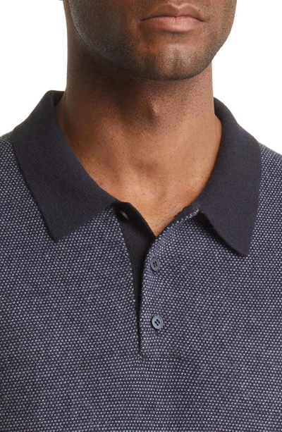 Shop Vince Bird's Eye Wool & Cashmere Polo In Coastal/ Pacific Blue