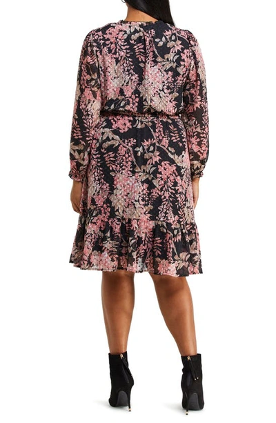 Shop Estelle Harlequin Floral Long Sleeve Dress In Print