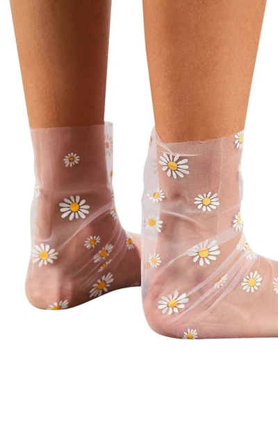 High Heel Jungle Daisy Tulle Socks In Pink