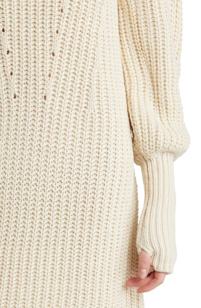Shop Moon River Button Detail Turtleneck Long Sleeve Sweater Dress In Cream