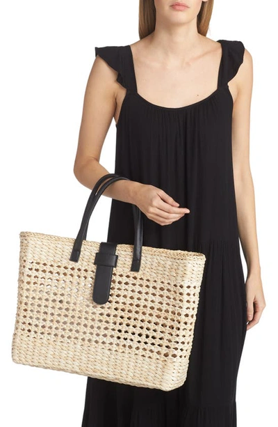 Btb Los Angeles Oversize Jules Rattan Tote In Natural Black