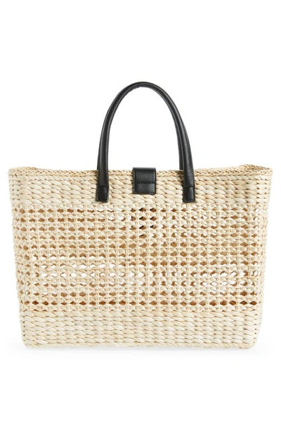 Shop Btb Los Angeles Oversize Jules Rattan Tote In Natural Black