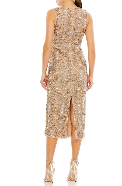 Shop Mac Duggal Beaded Tulle Sheath Cocktail Dress In Vintage Copper
