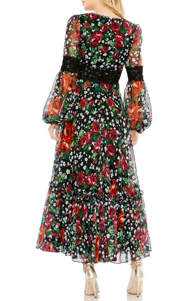 Shop Mac Duggal Mixed Floral Long Sleeve Cocktail Dress In Black Multi