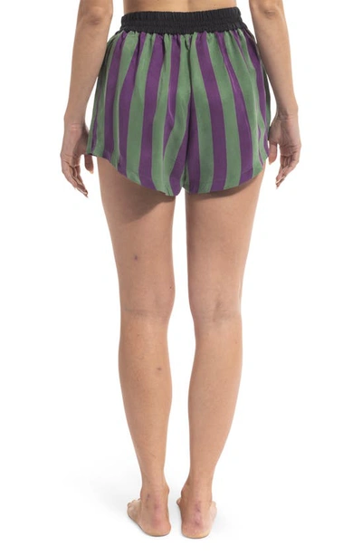 Shop Niluu Harper Stripe Sleep Shorts In Green Stripe