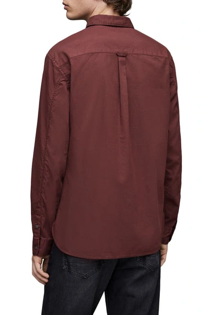 Shop Allsaints Hawthorne Long Sleeve Button-up Shirt In Maroon Red