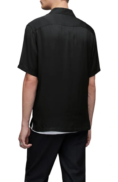 Shop Allsaints Missouri Short Sleeve Button-up Shirt In Jet Black/ Ecru