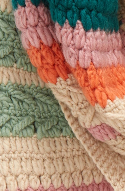 French Knot Woodstock Crochet Wool Scarf In Natural