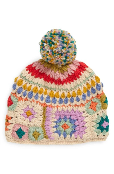 French Knot Crochet Wool Hat In Natural