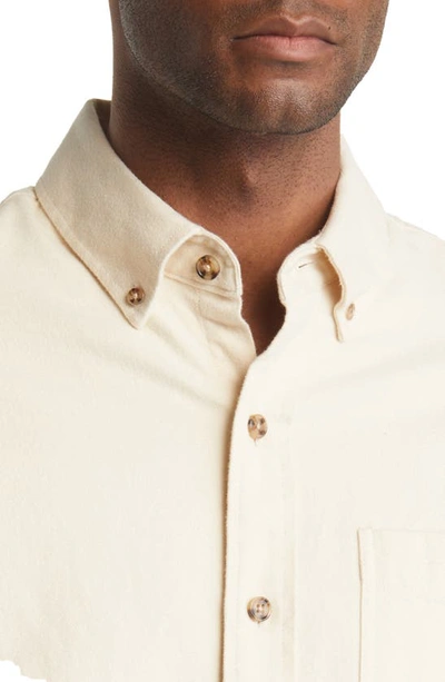 Shop Schott Heather Flannel Long Sleeve Button-up Shirt In Oatmeal