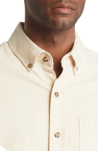 Schott Heather Flannel Long Sleeve Button-up Shirt In Oatmeal