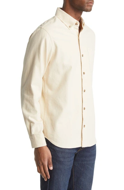 Shop Schott Heather Flannel Long Sleeve Button-up Shirt In Oatmeal