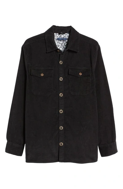 Stone Rose Brushed Corduroy Overshirt In Black