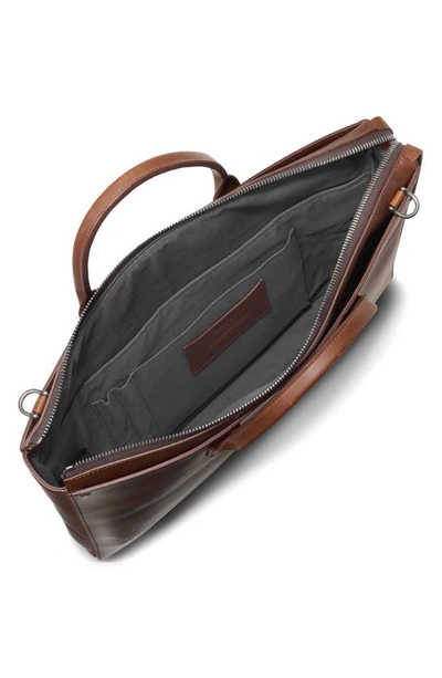 Shop Shinola The Slim Traveler Leather Briefcase In Medbrown