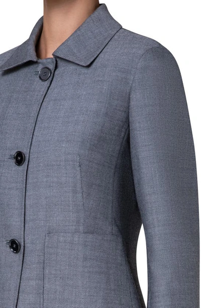 Shop Akris Gio Three-button Wool Blend Jacket In 093 Graphite