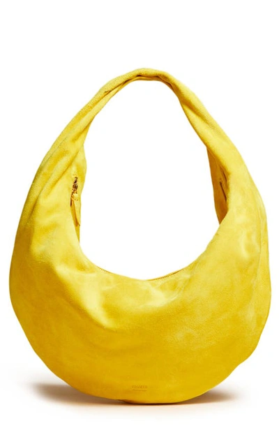 Shop Khaite Medium Olivia Suede Hobo Bag In Lemon