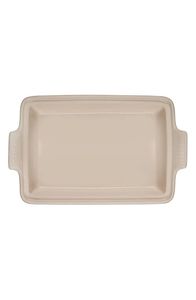 Shop Le Creuset 4-quart Rectangular Stoneware Casserole With Lid In Sea Salt