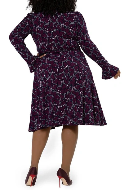 Shop Leota Rosalia Butterfly Long Sleeve Faux Wrap Dress In Orchid Haze