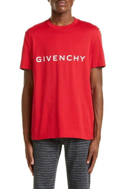 Shop Givenchy Slim Fit Cotton Logo Tee In Vermillon