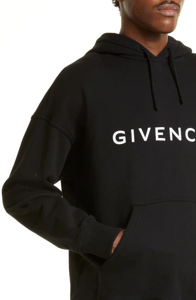 Shop Givenchy Slim Fit Logo Graphic Hoodie In Black