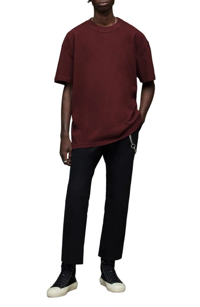 Shop Allsaints Isac Cotton T-shirt In Maroon Red