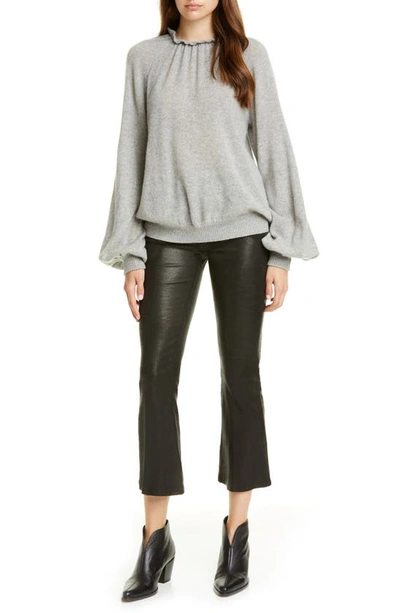 Shop Frame Shirred Puff Sleeve Cashmere Sweater In Gris Heather