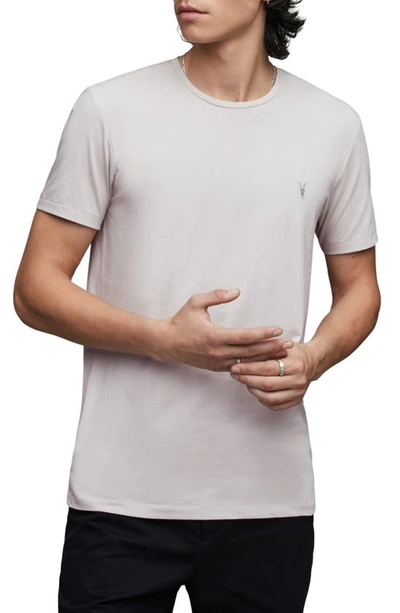 Shop Allsaints Brace 3-pack Short Sleeve Crewneck T-shirts In Grey/ Brown/ Blue