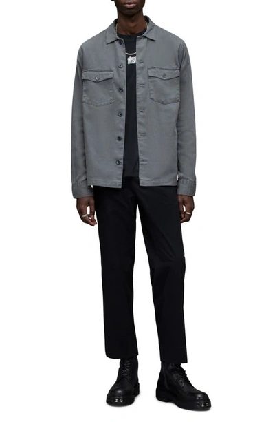 Shop Allsaints Spotter Button-up Shirt Jacket In Stereo Grey