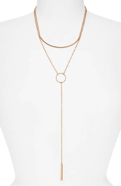 Shop Panacea Bar Circle Layered Y-necklace In Gold