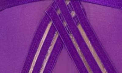 Roma Confidential Bondage Stripe & Mesh Teddy In Purple