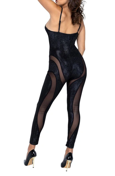 Shop Roma Confidential Shimmer Skin Bodysuit In Black