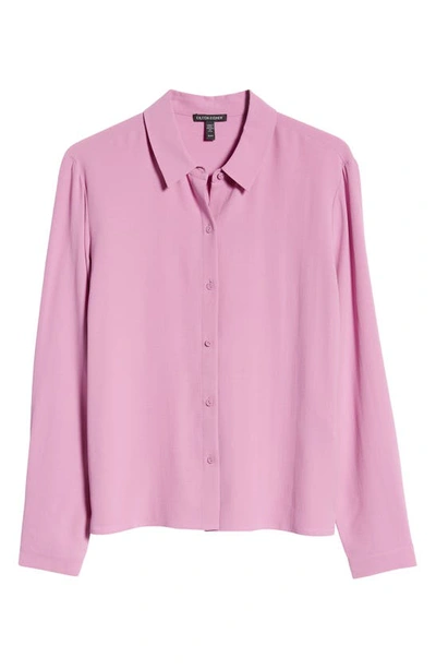 Shop Eileen Fisher Classic Collar Easy Silk Button-up Shirt In Amethyst