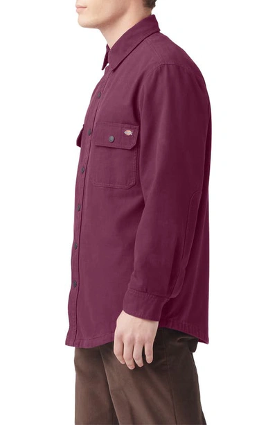 Shop Dickies Duck Flannel Lined Cotton Button-up Shirt In Grape Wine