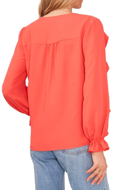 Vince Camuto Ruffle Sleeve V-neck Blouse In Radiant Orange