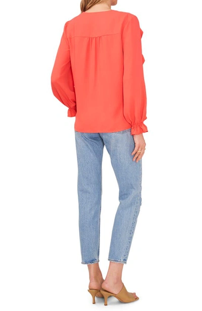 Vince Camuto Ruffle Sleeve V-neck Blouse In Radiant Orange