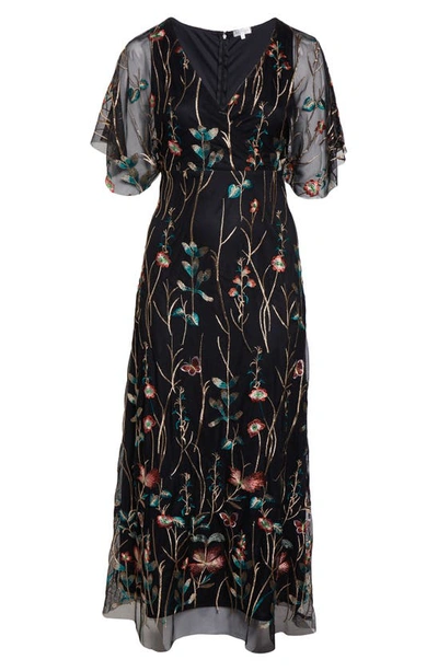 Kiyonna Women's Plus Size Embroidered Elegance Evening Gown In Onyx