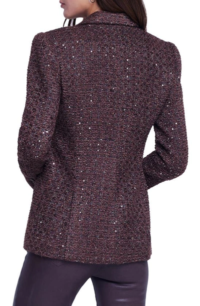 Shop L Agence Chamberlain Sequin Tweed Blazer In Chocolate