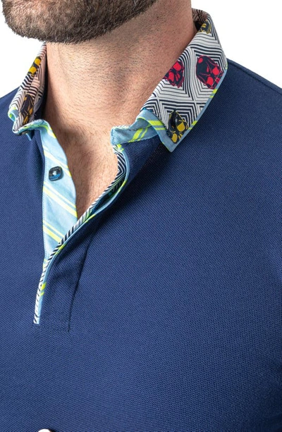 Maceoo Newton Solid Verve Blue Long Sleeve Polo In Blue