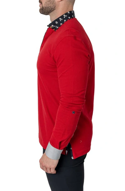 Shop Maceoo Newton Solid Head Red Long Sleeve Polo