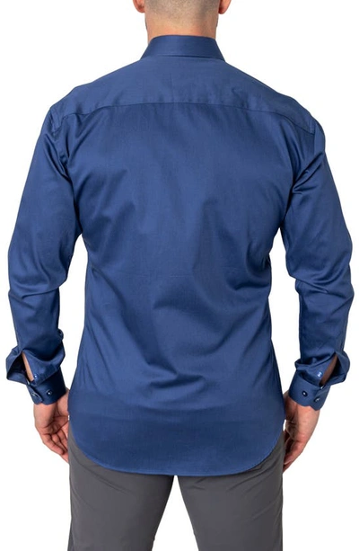 Shop Maceoo Fibonacci Storm Blue Regular Fit Button-up Shirt