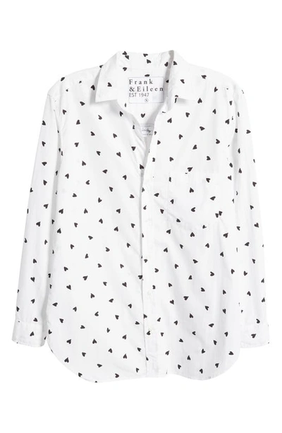 Shop Frank & Eileen Joedy Heart Print Cotton Button-up Shirt In White W/ Black Hearts