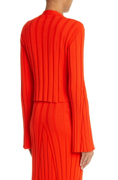 Shop Stella Mccartney Wide Rib V-neck Cotton Cardigan In 6512-bright Red