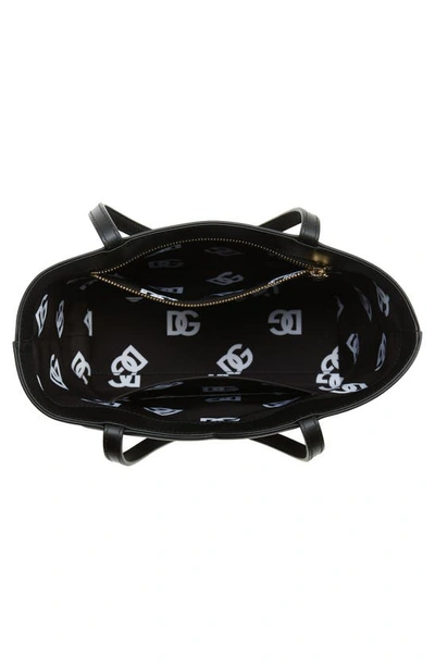 Dolce & Gabbana Large Dg Logo Leather Tote In Black