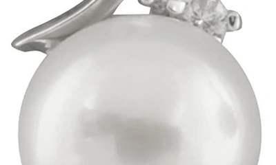 Splendid Pearls 8-9mm Freshwater Pearl & Cz Earrings And Pendant Necklace Set In White