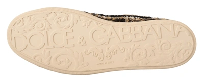Dolce & Gabbana Beige Brown Wool Cotton High Top Sneakers In Beige